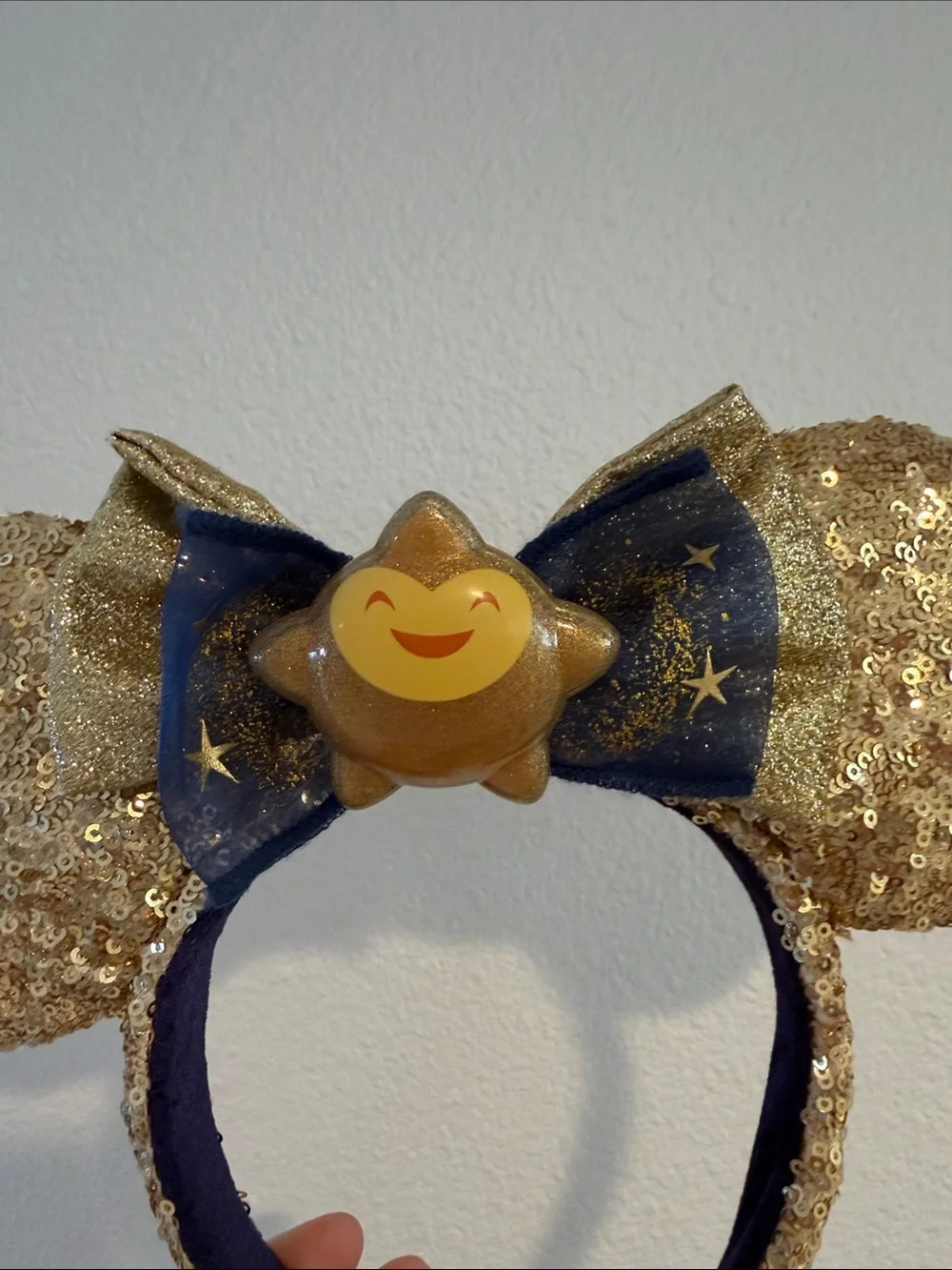 Disney Wish Movie Gold Sequin Minnie Ears Headband with Star Bow
